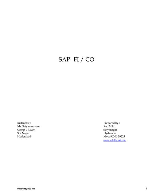Sap fico satyanarayana material