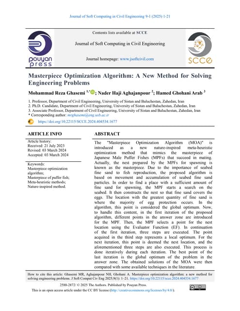 Masterpiece Optimization Algorithm: A New Method for Solving Engineering Prob...