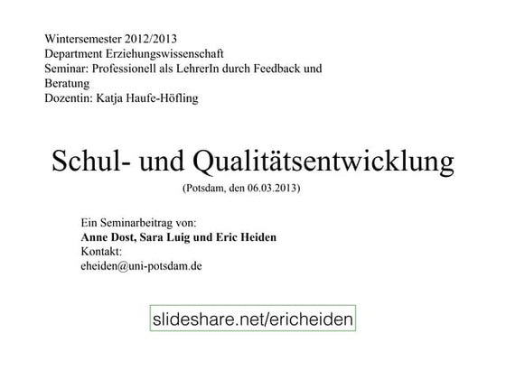 Schul  und Qualitätsentwicklung
