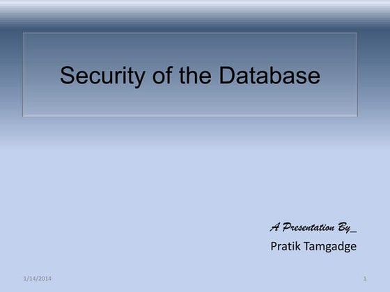 Security of the database