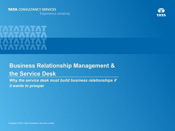 Business Relationship Management and the Service Desk