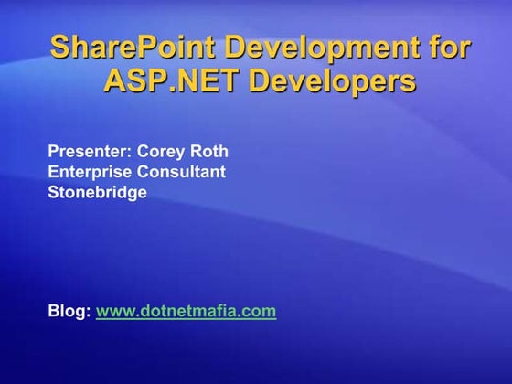 SharePoint Development For Asp Net Developers