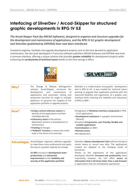 SilverDev / ARCAD Skipper Interface - for Structured Graphic Developments in ...