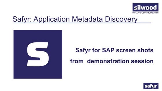 Using Safyr to navigate and analyse SAP data model demonstration screen shots