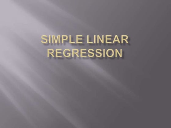 Simple Linear Regression