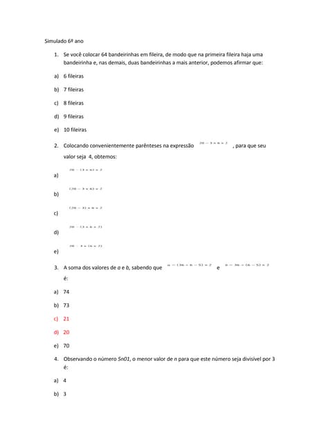 Simulado 6º ano