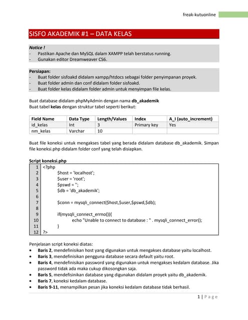 Sisfo akademik #1 - data kelas