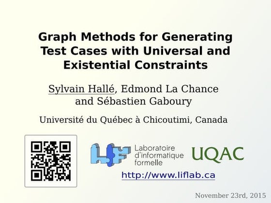 Graph Methods for Generating Test Cases with Universal and Existential Constr...