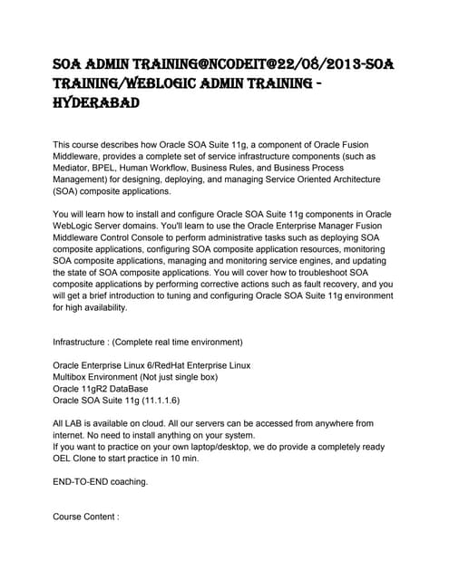 Soa admin training