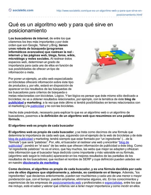 Qué es un algoritmo web