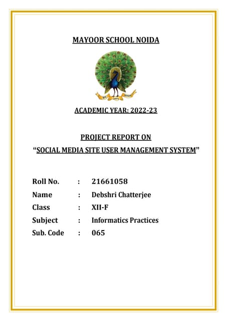 Social Media Site User Management System Class 12th Informatics Practices Pyt...