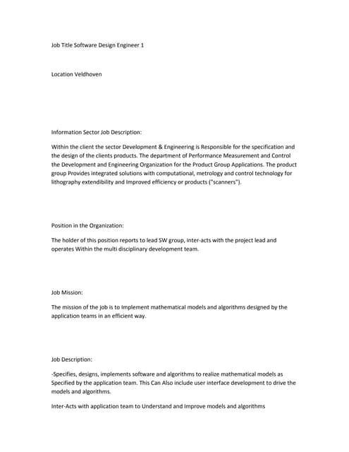 Software Design Engineer 1