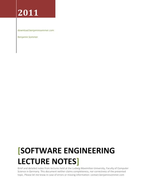 Software engineering   lecture notes