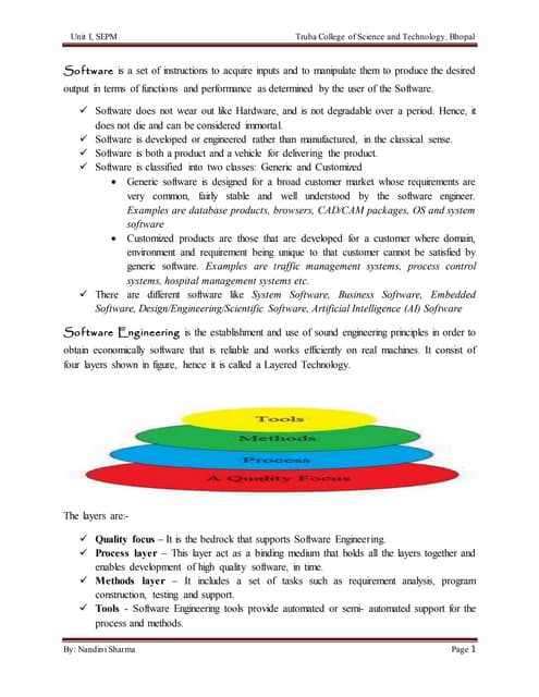 Notes of Software engineering and Project Management