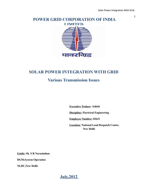 Solar power integration with grid