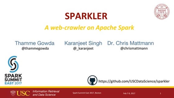 Sparkler Presentation for Spark Summit East 2017
