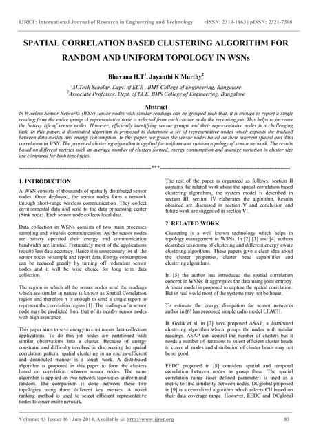 Spatial correlation based clustering algorithm for random and uniform topolog...