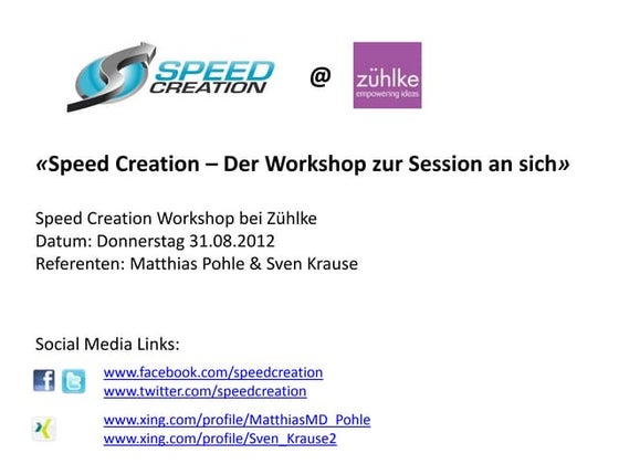 Speed Creation Fusion Modeling Pohle Krause