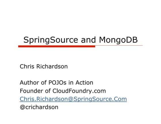 MongoDB for Java Devs with Spring Data - MongoPhilly 2011
