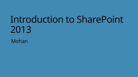 Introduction to Sharepoint 2013 Devlopment