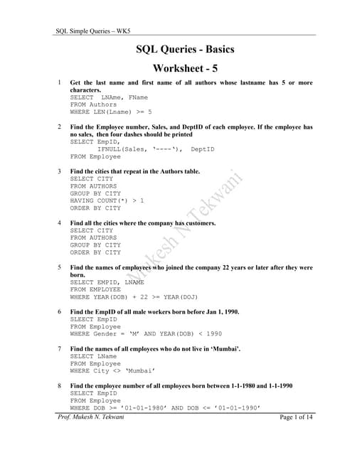 Sql wksht-5