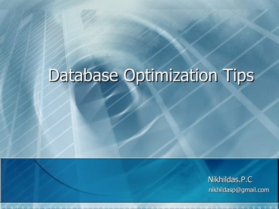 Sql db optimization