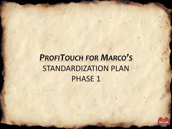 Standardization   Phase I Instructions