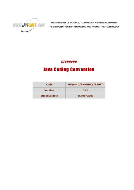 Standard java coding convention