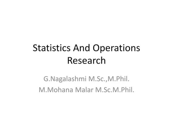 Statistics and operations research ppt