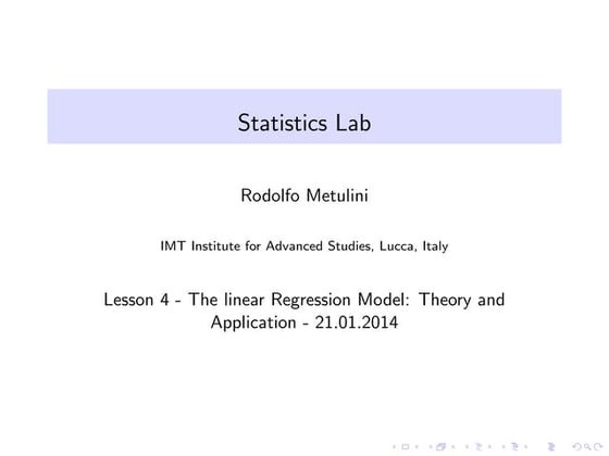 The linear regression model: Theory and Application
