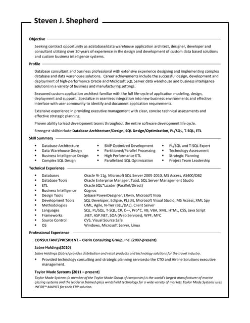 Steve Shepherd Resume