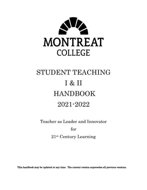 Student teaching i & ii handbook 2021 2022