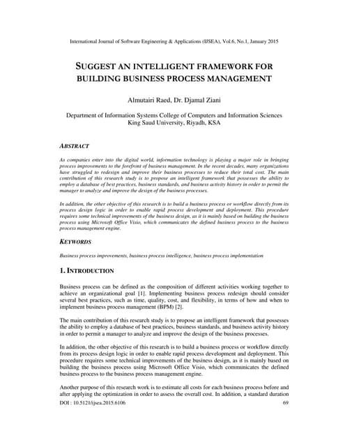 Suggest an intelligent framework for building business process management [ p...