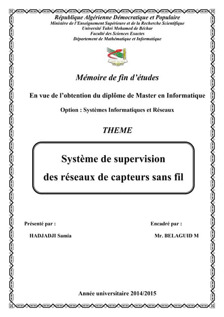 Système de supervision des réseaux de capteurs sans fil