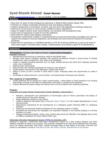 Syed Shohaib CV