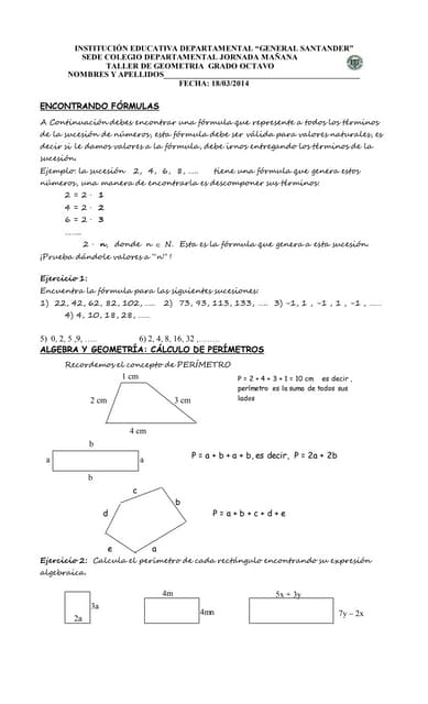 Taller grado octavo teoria algebra