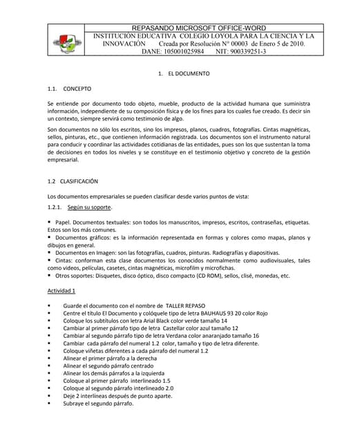 Taller  de repaso world