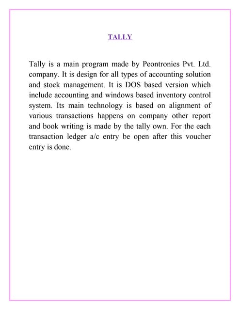 Tally project