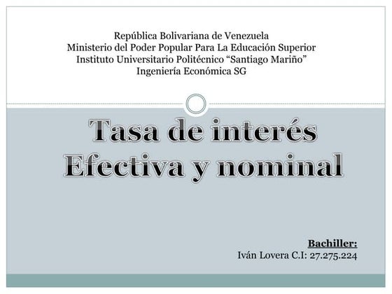Tasa de interes efectiva y nominal