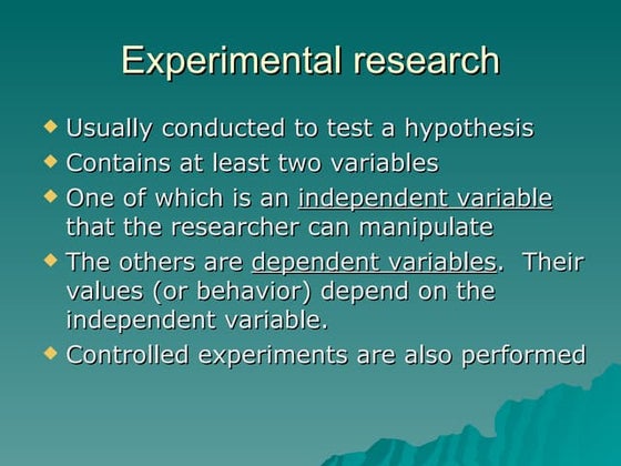 Task of Experimental Research
