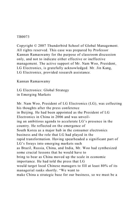 TB0073Copyright © 2007 Thunderbird School of Global Manage.docx