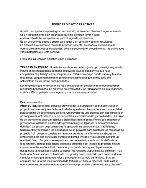 Técnicas didácticas activas