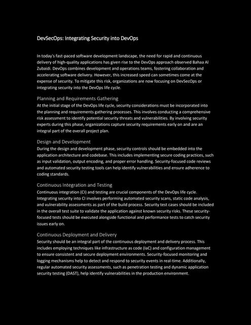 DevSecOps: Integrating Security into DevOps