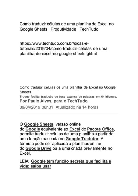 Techtudo como usar planilhas excel
