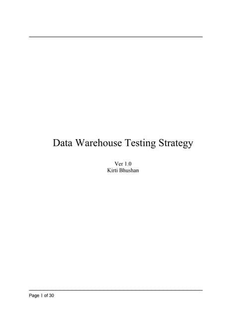Testing data warehouse applications by Kirti Bhushan