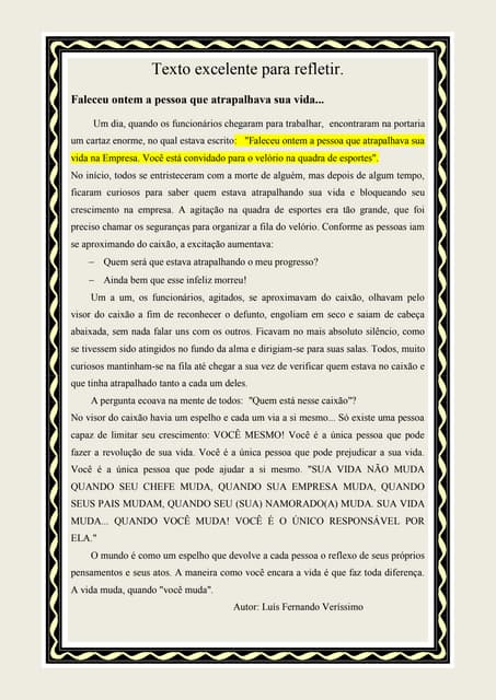 Texto excelente para refletir
