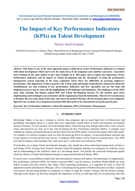The Impact of Key Performance Indicators (KPIs) on Talent Development