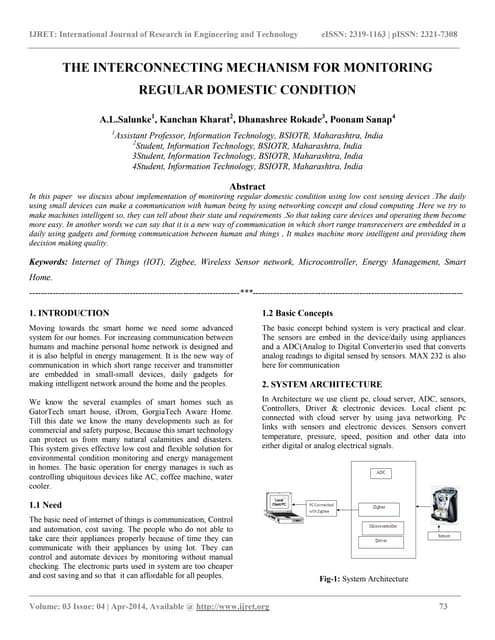 The interconnecting mechanism for monitoring regular domestic condition