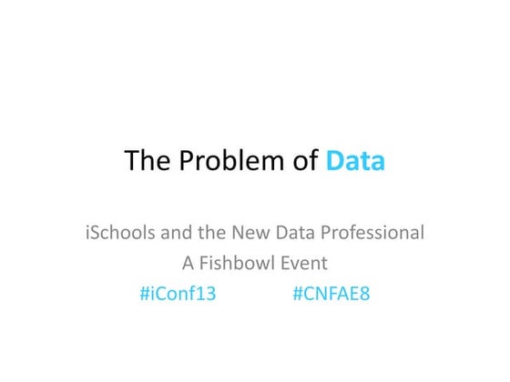 The Problem of Data: iSchools and the New Data Professional