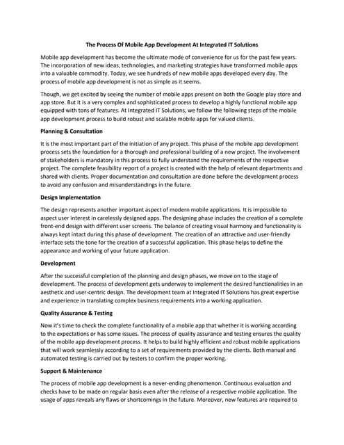 The Process Of Mobile App Development At Integrated IT Solutions.pdf